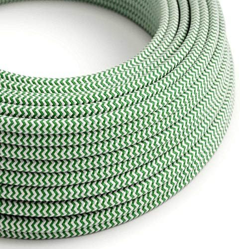CA Creative Cables Green & White Chevron Covered Round Electric Cable - RZ06-150ft, 3 x 18 AWG