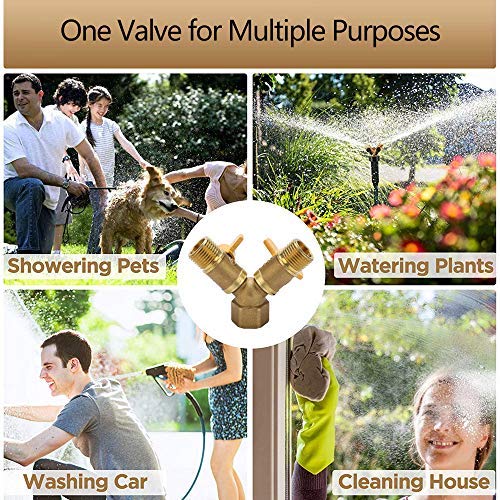 Miniatura 2 de Fdit Adaptador de grifo G12 de 2 vías con interruptor de válvula de cobre, separador de agua, conector de grifo para lavadora