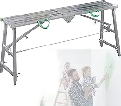 Equipamento de andaime, escadas de andaime dobráveis ajustáveis portáteis, torre de andaimes com tapete antiderrapante, plataforma de trabalho para pintura, aquário (único)