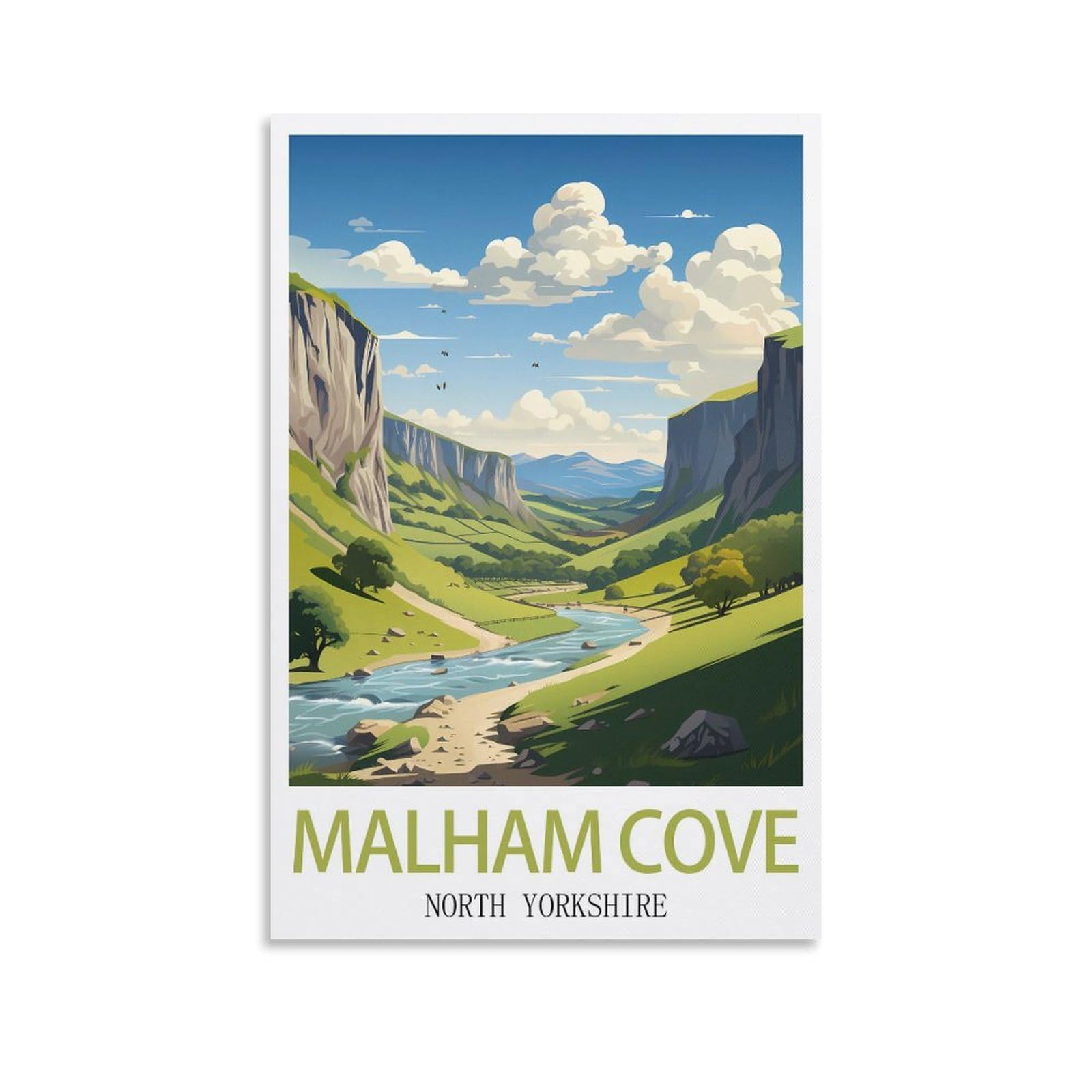 Vintage Metal Tin Signs Malham Cove North Yorkshire Art Retro Plaque for Bars Pub Playroom Man Cave Wall Decor 30x30cm