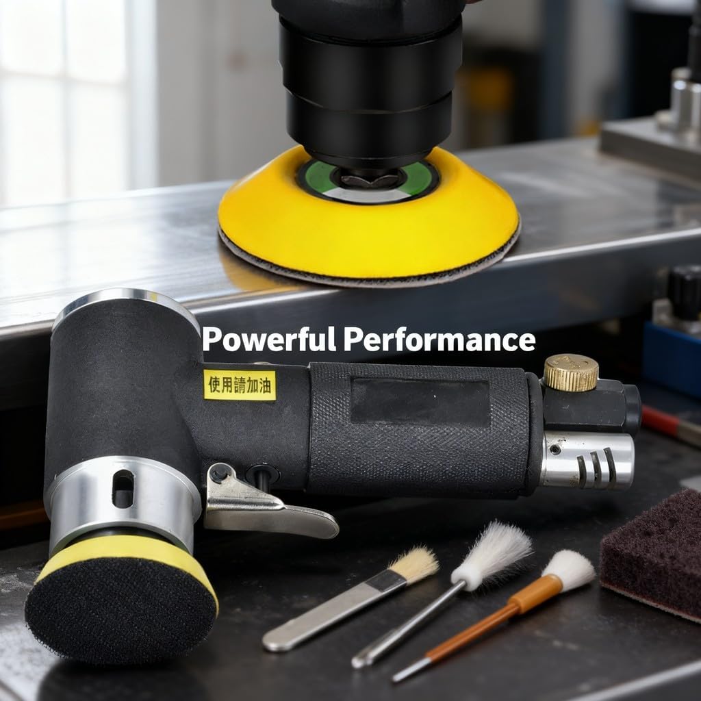 Pneumatic Sander, Light Weight Alloy Polishing Machine 2 Inch/3 Inch Disc Size - Adjustable Speed, High Stability, Ideal for Grinding and Polishing