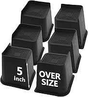 Vista 26 de Paquete de 4 elevadores de cama de 1 pulgada, elevadores de muebles de 2 pulgadas, negros, elevadores de cama resistentes para mesa, sofá, silla