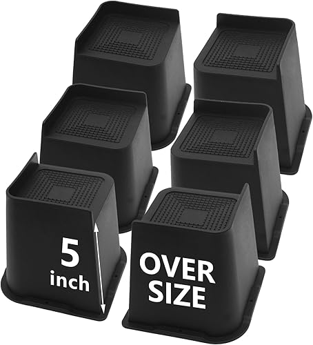 Vista 26 de Paquete de 4 elevadores de cama de 1 pulgada, elevadores de muebles de 2 pulgadas, negros, elevadores de cama resistentes para mesa, sofá, silla
