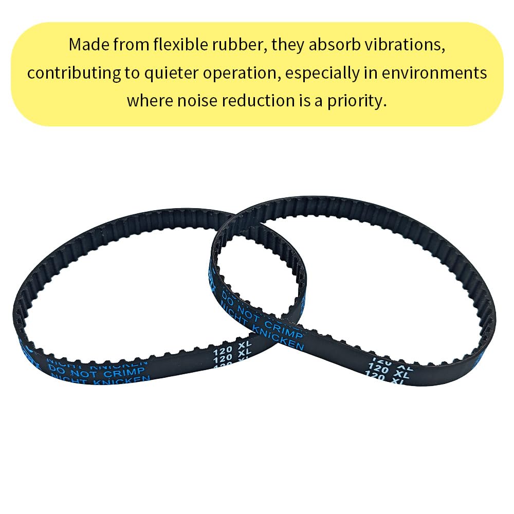 2Pcs 120XL037 Timing Belt 10mm Width 60 Teeth Cogged Rubber Synchronous Closed Loop Small Gear Drive Belts for 3D Printer Air Compressor Carbon Belt Replacement Disc Tabletop Sander Black