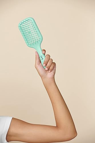 Miniatura 7 de Planet Goody Ocean Rescue - Cepillo de paleta ventilado, verde azulado, desenredante Ouchless con cerdas flexibles, ayuda a acelerar el secado, uso