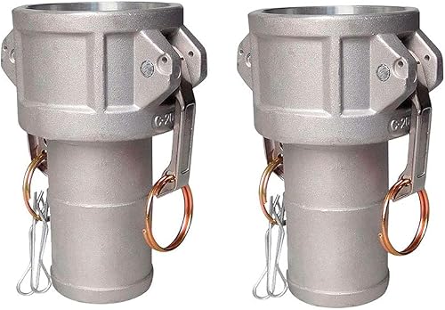 2 pcs 2 inch Discharge Hose Aluminum Cam Lock Fittings, Cam and Groove Layflat Hose Fitting Part C 2" Female Coupling x 2" Hose Shank with Camlock Gasket Inside
