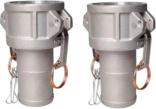 2 inch Aluminium Cam Lock Fittings, 2 PCS Cam and Groove Hose Fittings, Type C, Female Coupling x 2" Hose Shank with Camlock Gasket Inside