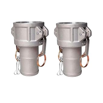 2 pcs 2 inch Discharge Hose Aluminum Cam Lock Fittings, Cam and Groove Layflat Hose Fitting Part C 2" Female Coupling x 2" Hose Shank with Camlock Gasket Inside