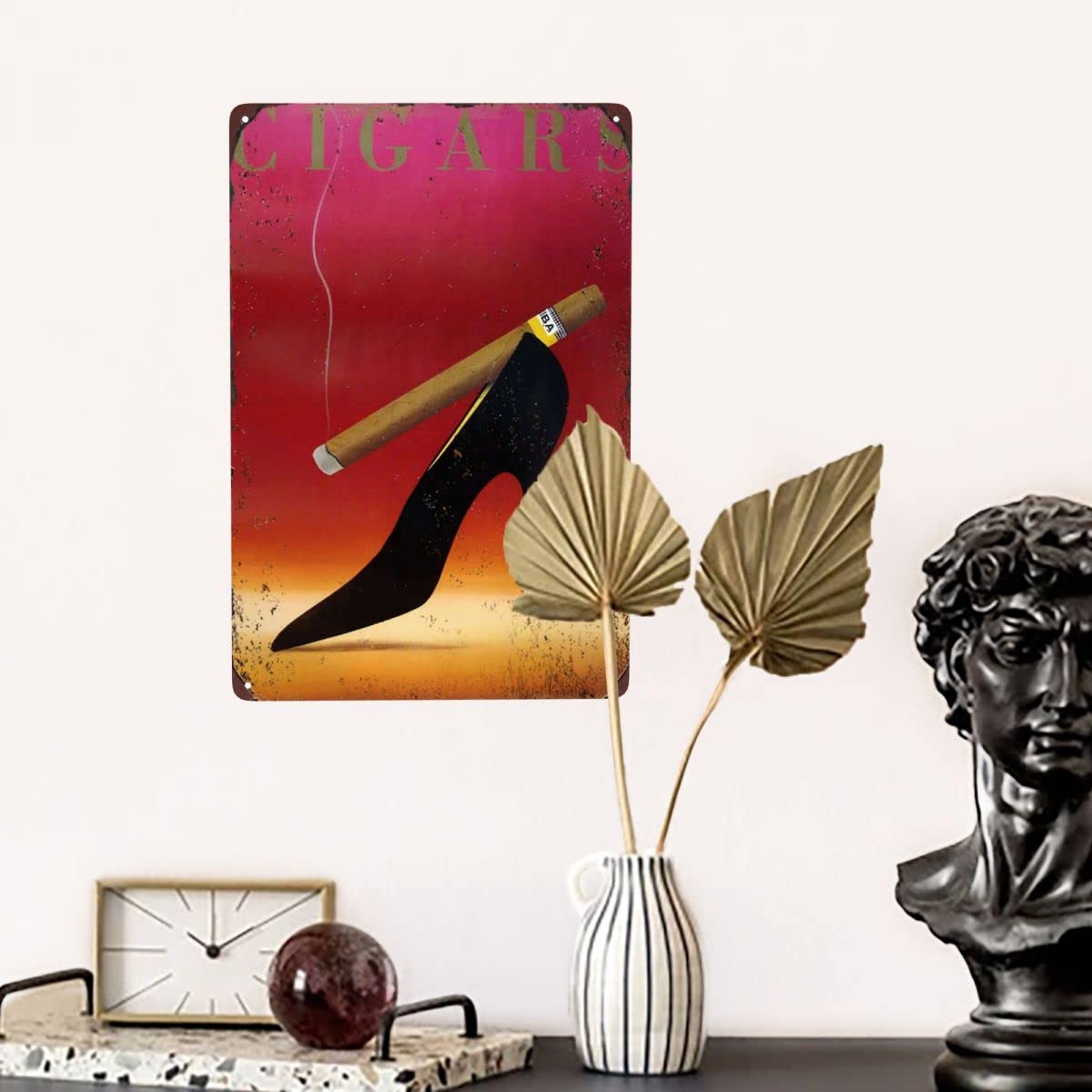 Vintage Cigar Metal Sign - Habana Pin Up Girl Tin Plaque, 12x8 Inch, For Man Cave, Bar, Garage
