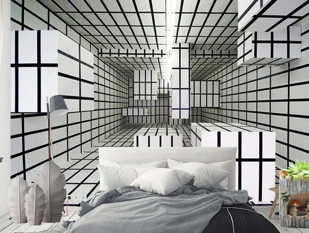 Papier peint intissé géométrique gris poster mural salon 250x175 cm