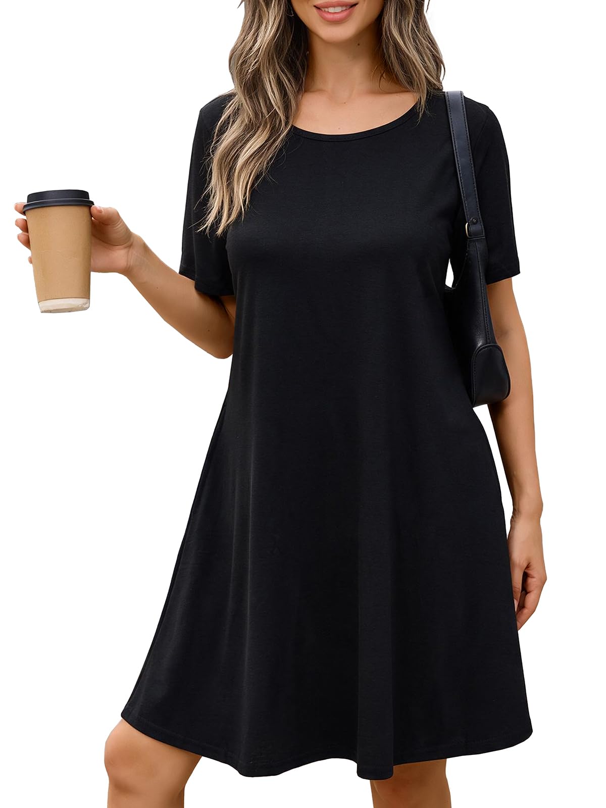 Summer Dresses for Women Casual Short Sleeve T Shirt Sundress with Pockets