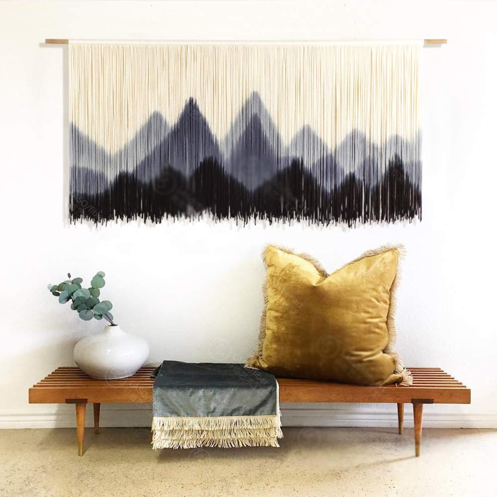 Tapiz Grande de macramé para Colgar en la Pared, Tejido a Mano, decoración Colgante, Ceremonia de la casa (Verde, 120x70cm)