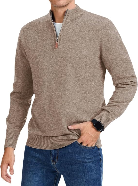 Rapbin Pullover Herren 1/4 Zip Troyer Strickpullover Winterpullover | dicker warmer Strickstoff, 1/4 Zip Stehkragen, Langarm Pullover, gerippte Bündchen, ideal für Herbst Winter