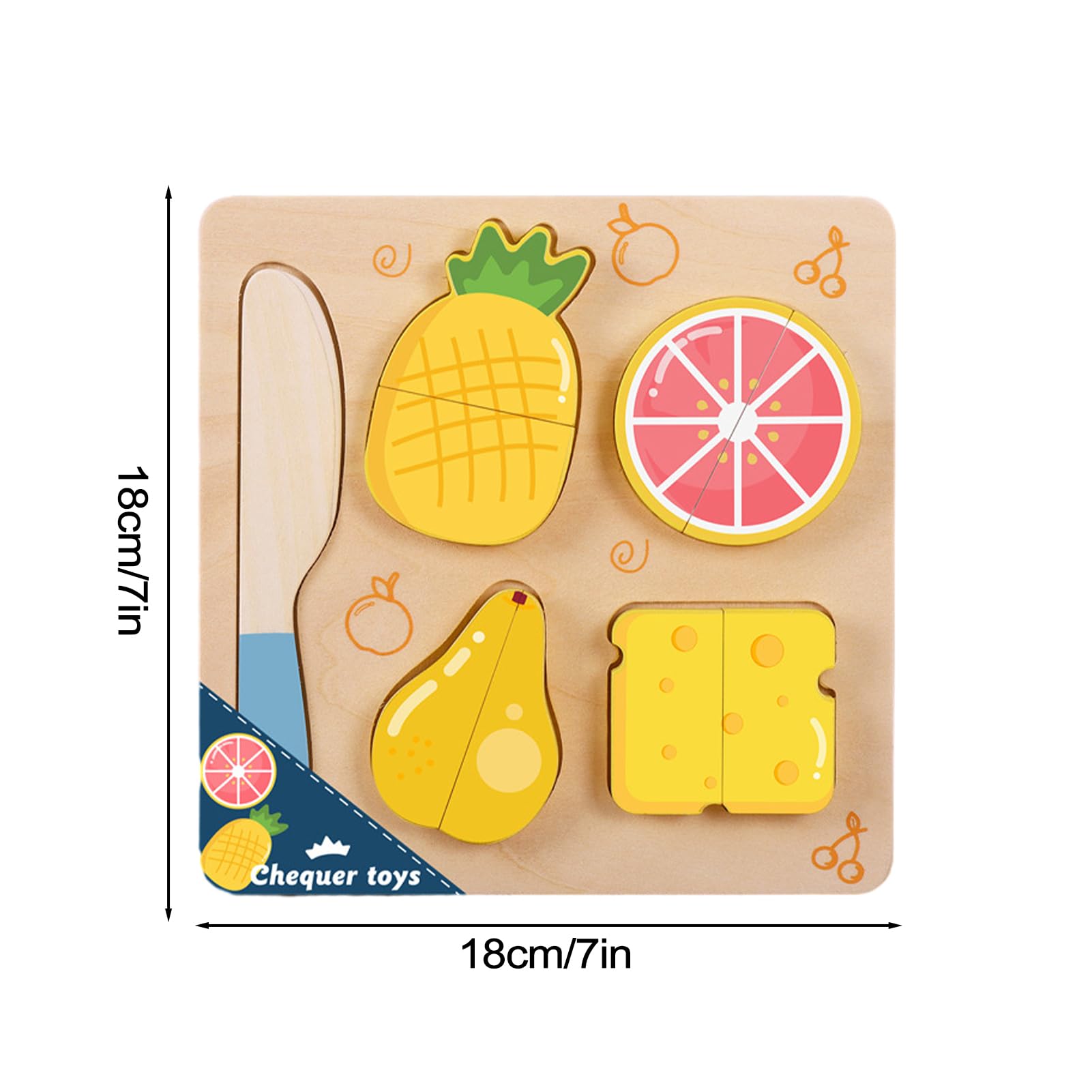 Puzzle In Legno Forme E Colori - Gioco Educativo Per Bambini 3+, Apprendimento Frutta, Coordinazione