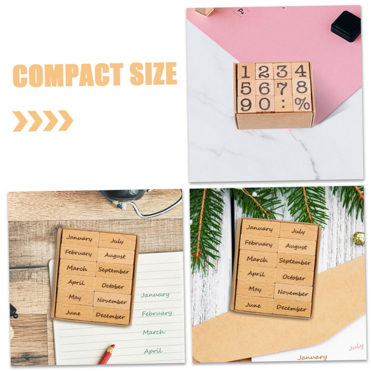 Housoutil 8 Sätze Holz Digitales Siegel Datum Journal -briefmarken Planer Stempel Scrapbooking Journal -briefmarken Retro-holzstempel Stempel Zum Basteln Holzhandwerksstempel Gummi