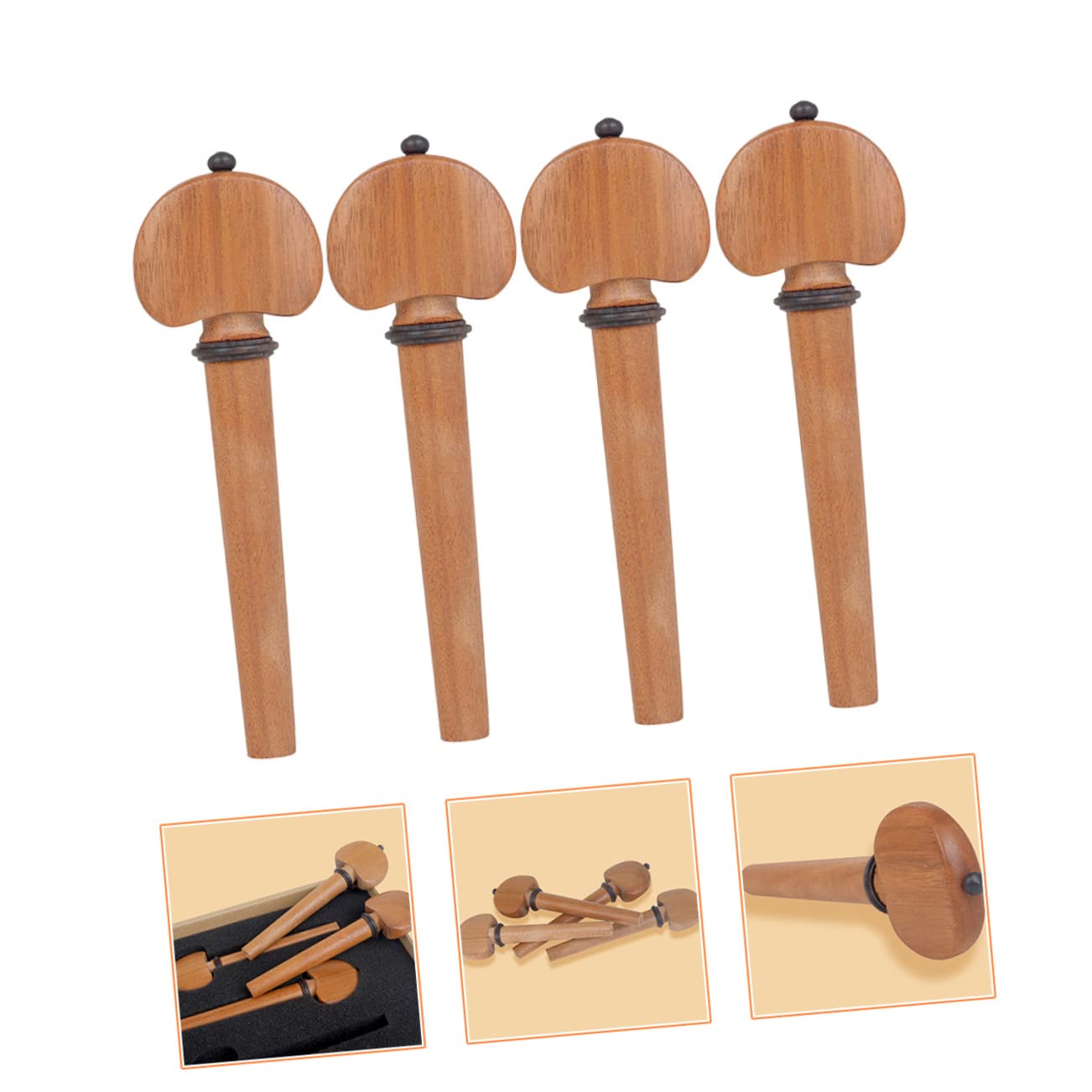 UPKOCH 4pezzi Accordatrici in Legno per Violoncello di Ricambio Accessori per Strumenti Corda Manopola Antiscivolo Superficie Liscia Materiale Resistente e Naturale