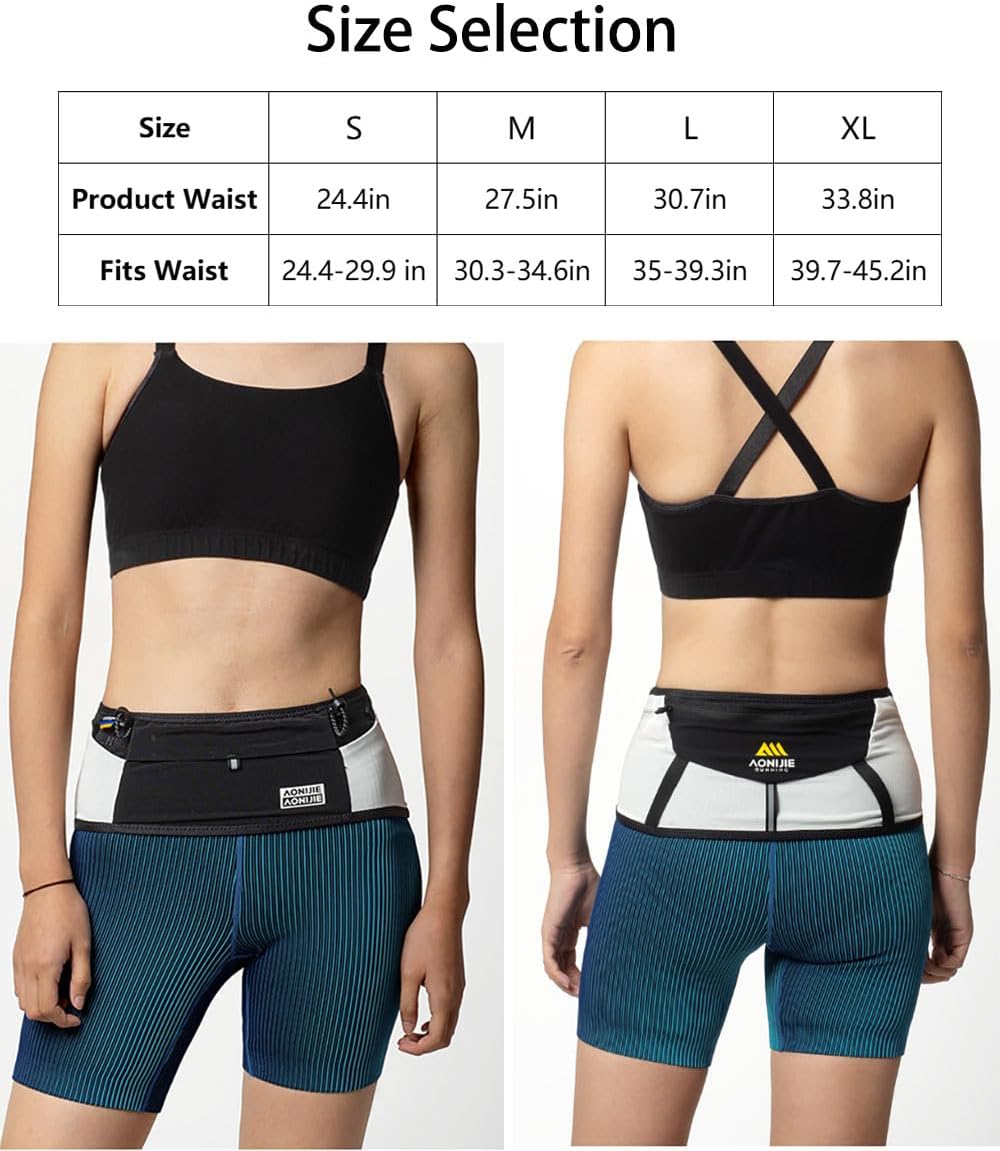 AONIJIE Running Belt Wide Fanny Pack with Zipper, Phone Holder for Running Race Marathon Workout, Moisture Wicking Waist Storage Belt for Women Men (Large)