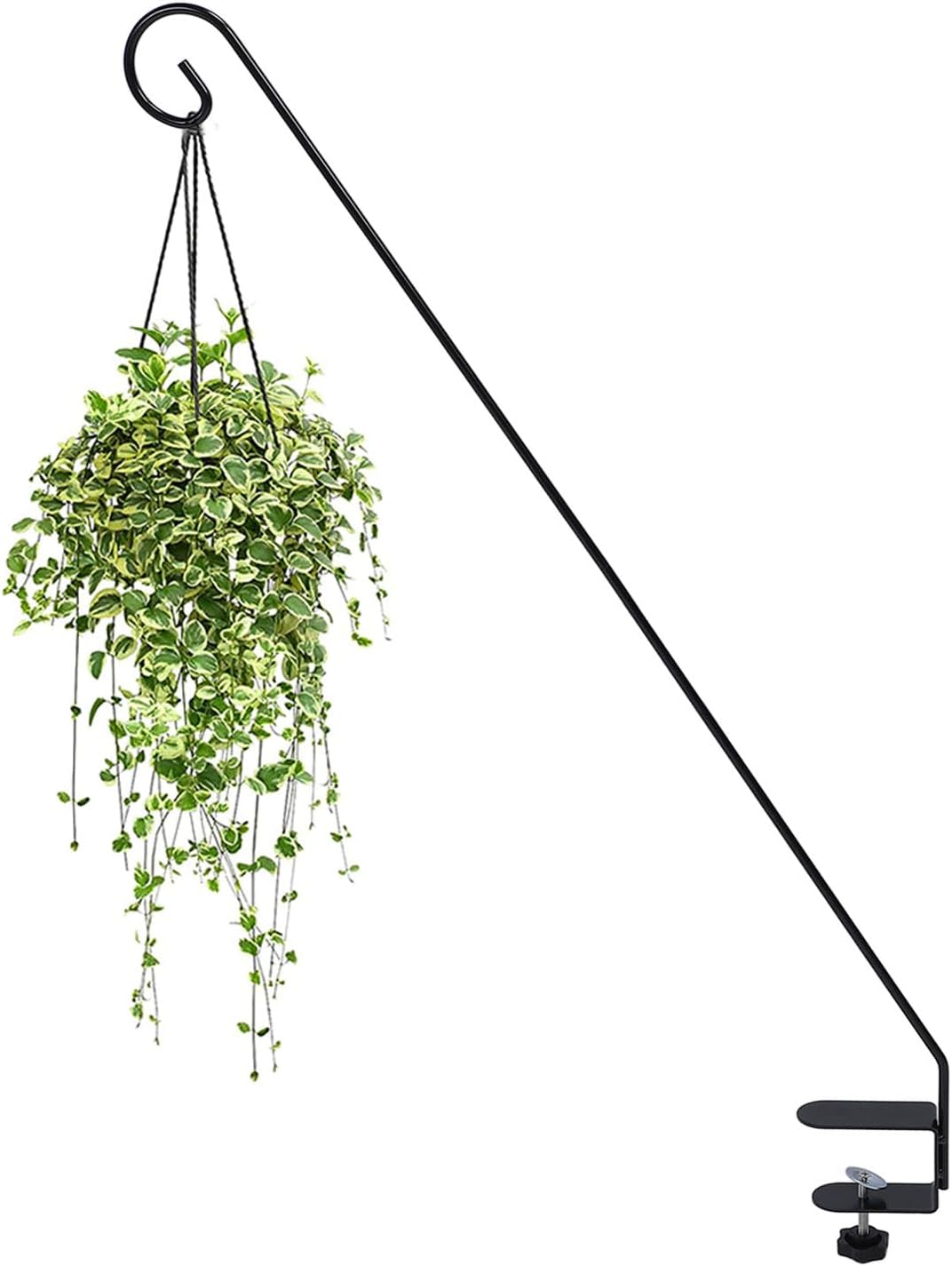 Fockety 2 Pack Extended Reach Deck Hook Hanger for Railing, Heavy Duty Deck Hook, Adjustable Deck Railing Hook with Clamp for Hanging Bird Feeders, Planters, Suet Baskets, Lanterns
