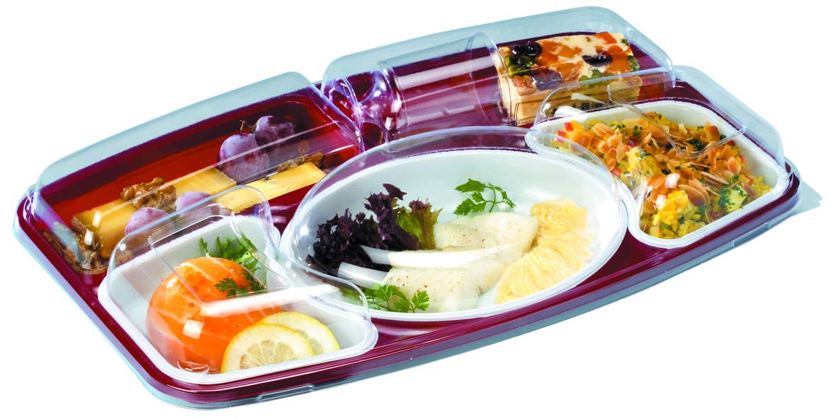 Plateau repas luxe 5 compartiments au design raffiné pack de 15