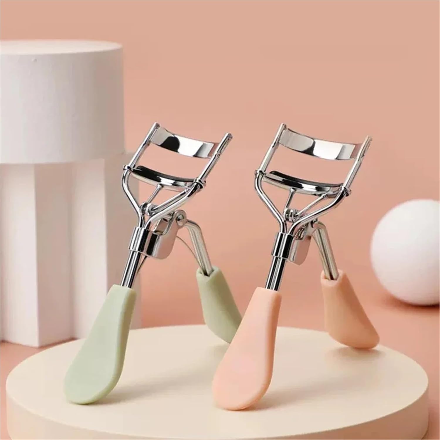 Manual Eyelash Curler Heatless Circle Eyelashes Clip Curling Lifting Tool Portable Eye Makeup Accessories(Green-1)