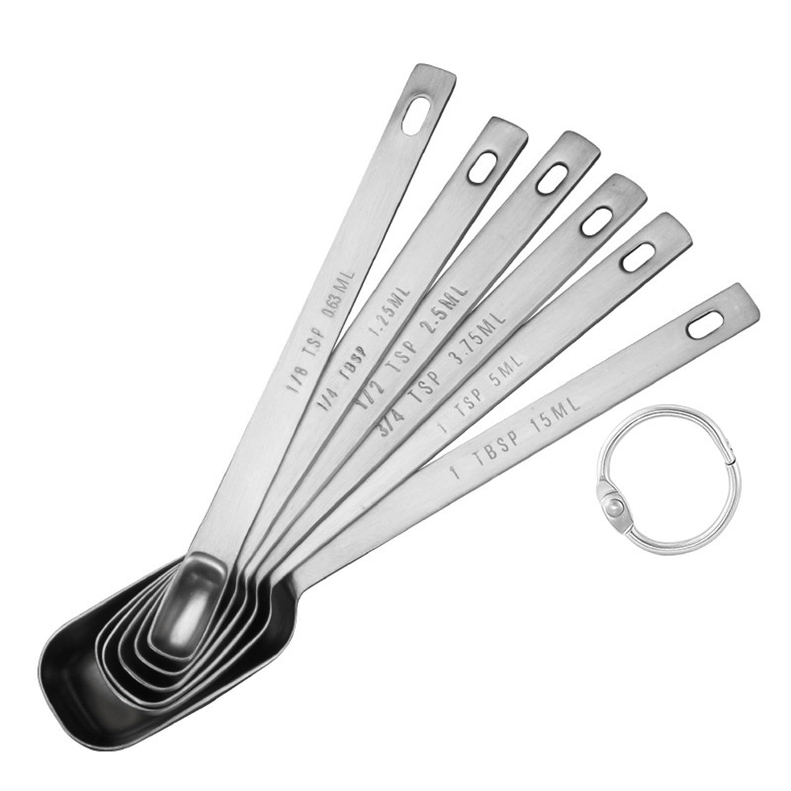 LIUZIKUN Set of 6 Stainless Steel Measuring Spoons Metal Teaspoons with for Baking and Cooking Kitchen Accessory