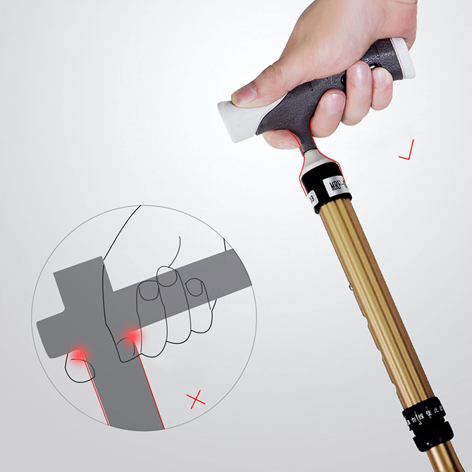 Peguera Plegable para Hombres y Mujeres, Caña de Aluminio Altura Ligera Ayuda Ajustable Ayuda de la Movilidad Ayuda de Movilidad Pastelles Plegables, Base Antideslizante (Color : Verde)