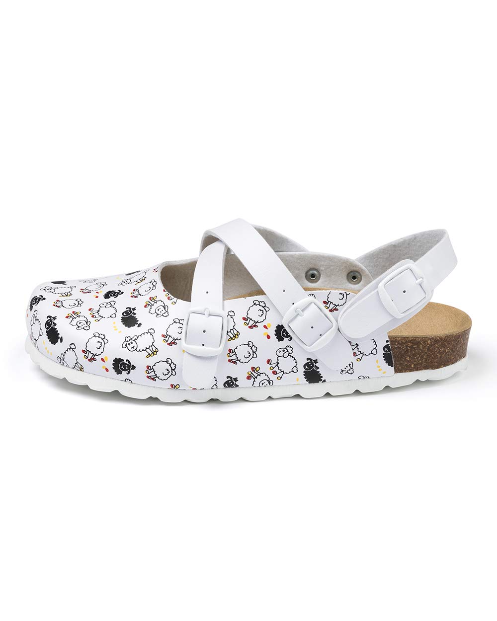 CLINIC DRESS Clog - Clogs Damen weiß bunt Motiv. Schuhe für Krankenschwestern, Ärzte oder Pflegekräfte