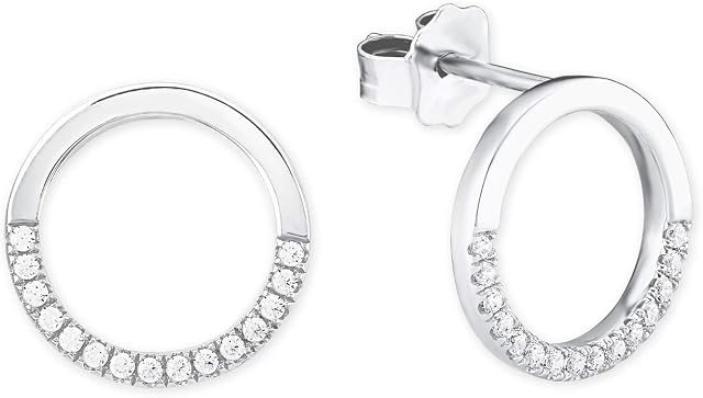 s.Oliver Stud earrings Women Ear jewelry, with Zirconia synth., 1,25 cm, Silver, Comes in jewelry gift box, 2018676