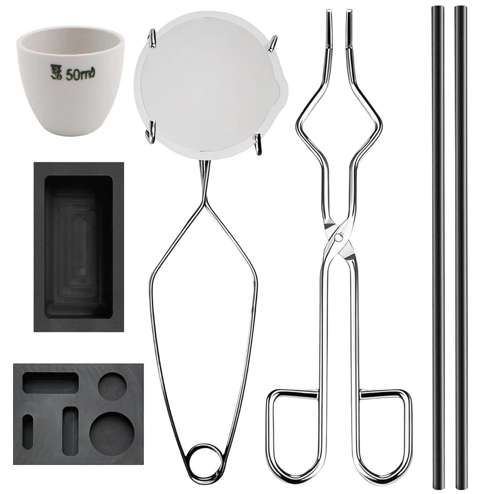 Kit or argent lot de 8 creusets torches en graphite pour fusion versée réussie