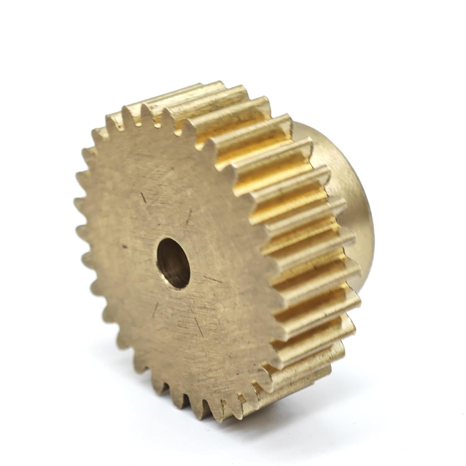 0.6M 74T Brass Spur Gear 5mm Teeth Thickness Straight Pinion 0.6 Module 74 Teeth Cylindrical Gear with Step Mechanical(15mm bore)