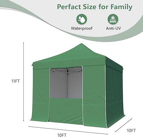 Miniatura 2 de Tienda de campaña comercial desplegable de 10 x 10 pies con 4 paredes laterales extraíbles, sombra instantánea, fácil de montar, portátil,