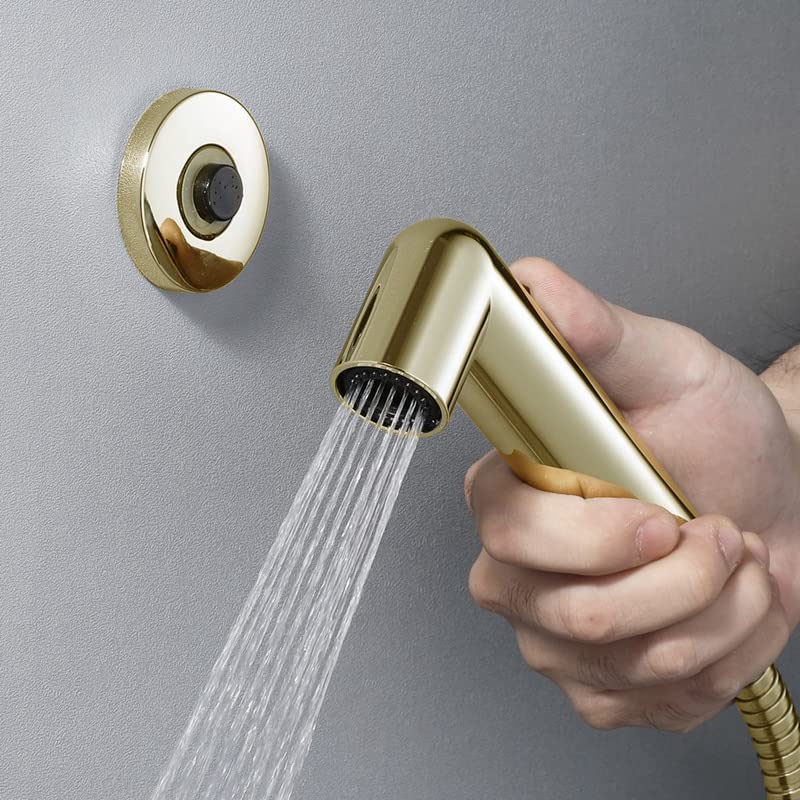 Fossa Magnetic Health Faucet ABS Body | for Toilet Handheld Bidet Sprayer with 1 Meter Stainless Steel Hose Pipe & Magnetic Wall Holder | Gold (Chrome Finish)