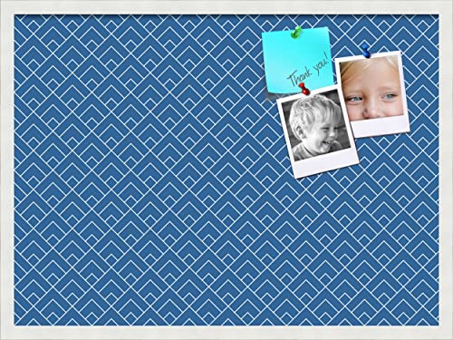 PinPix 30x22 inch Cork Bulletin Board. This Decorative Framed Pin Board Comes with Peaks Modern Navy Design and Satin White Frame. Ideal for Home, Office Decor or School (PinPix-1796)