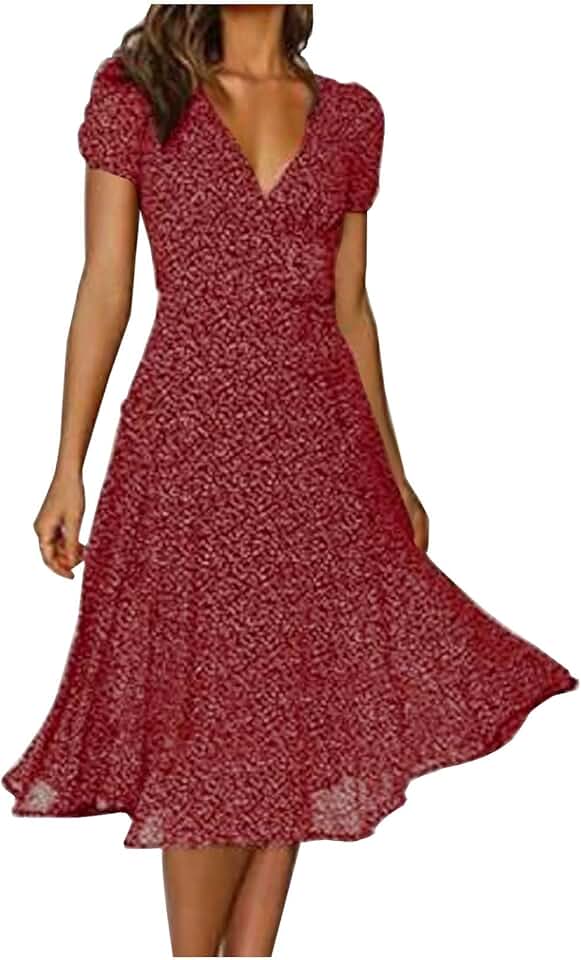 Vestidos femininos de manga curta, vestidos florais para mulheres, decote em V, camisa havaiana, maxi vestidos longos 2024