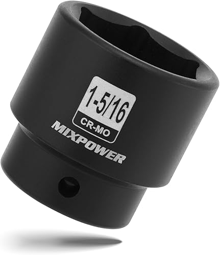 Miniatura 51 de MIXPOWER Enchufe de impacto profundo de 1/2", CR-MO, 1.417 in, métrico, 6 puntos, tuerca de eje de grado de impacto para una fácil extracción