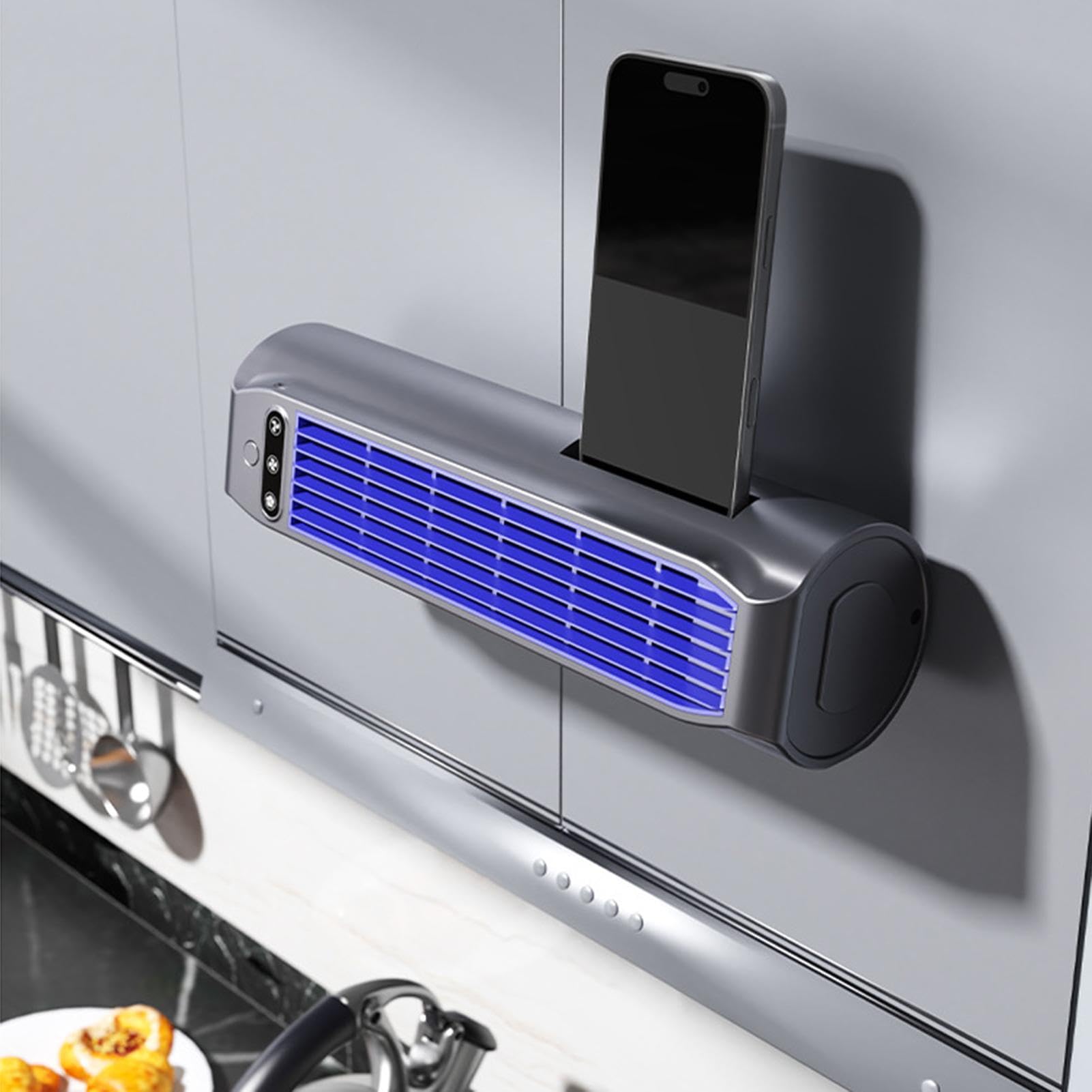 Ventilatore portatile ricaricabile da tavolo, mini ventilatore wireless da 3000 mAh, tre velocità regolabili, supporto per telefono integrato, condizionatore d'aria orizzontale per camera da