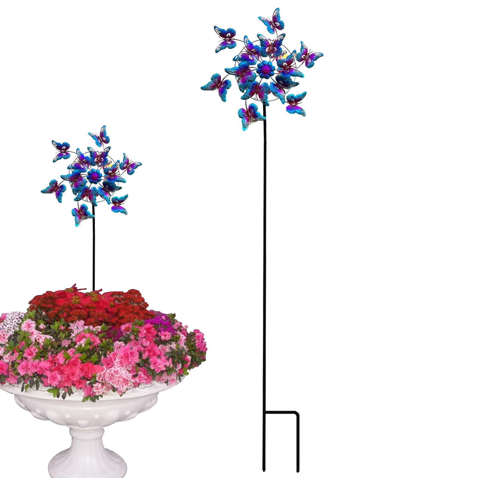 Mobiles à vent pour extérieur - Décoration de jardin extérieur avec piquet, sculpture papillon et piquet pour décoration de porche, patio et jardin