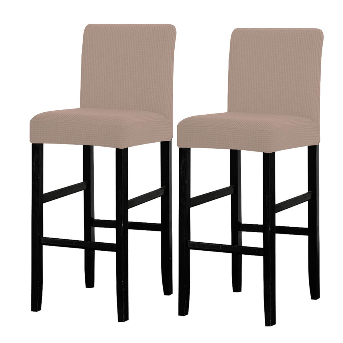 Housses De Chaise LANSHENG - Tabourets De Bar Extensibles Lavables (Beige, 2 Pièces)