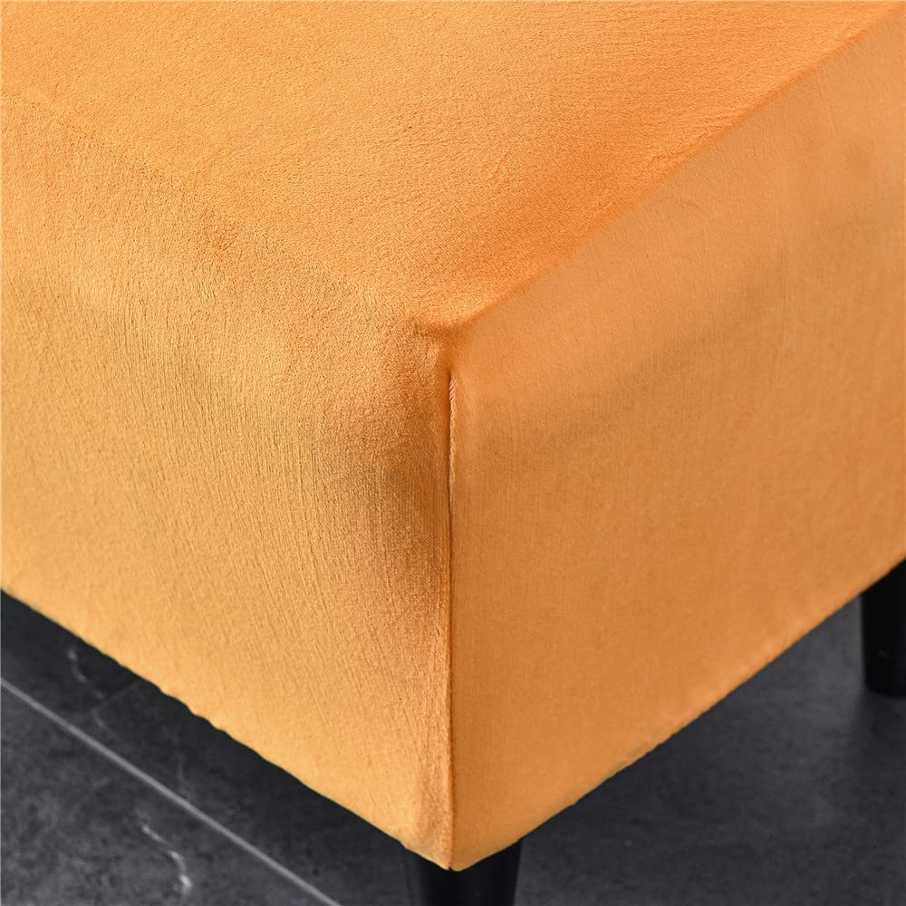 Housse Extensible Pour Pouf Rectangulaire – Taille S (90-100 Cm), Polyester/élasthanne – Coloris Orange