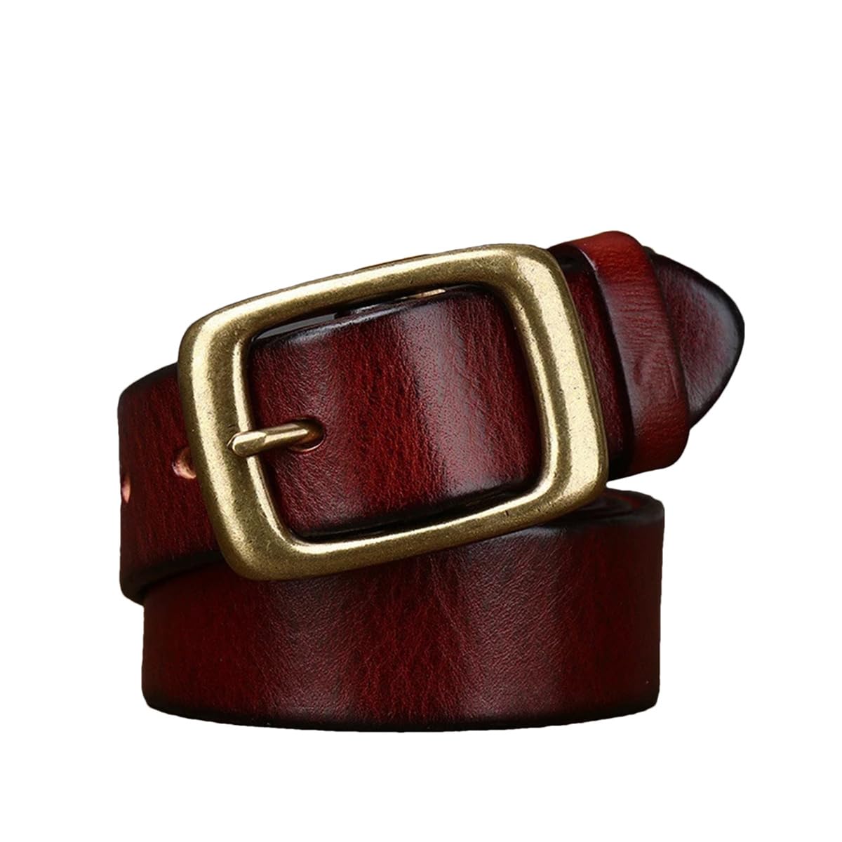 3,3 Cm Breite Kupferschnalle, Herrengürtel Aus Rindsleder, Handgefertigter Retro-Gürtel, Luxuriöser Gürtel, Breiter Jeansgürtel, Geschenk Für Herren