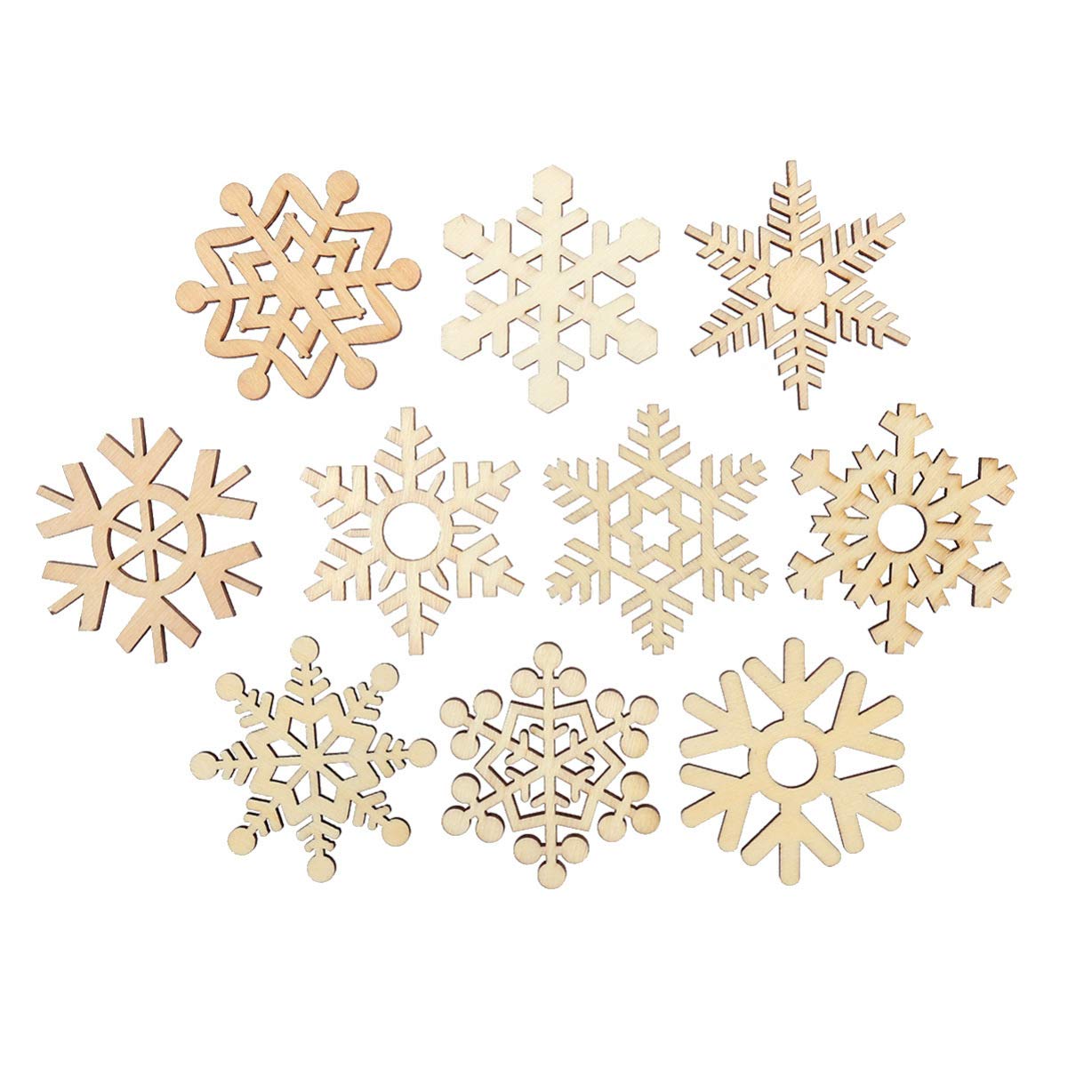 EXCEART 50 Pièces Pendentif de Noël Bois Rondelle Flocon Suspendre Décoration Sapin Noël Morceau Flocon