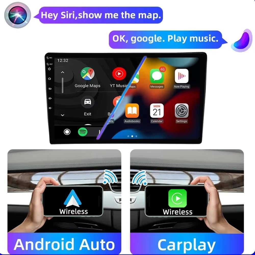 Autoradio Renault Megane 3 2008-2014 con Android Auto y CarPlay Inalámbrico 9" Pantall Radio Coche Bluetooth Estéreo iOS Android con FM GPS Navegación USB Cámara Trasera Mic Reproductor Multimedia — view 3