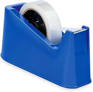 Dispensador de cinta adhesiva para escritorio/mesa de 25 mm o 66 m, resistente, 1,3 kg, base antideslizante, color azul