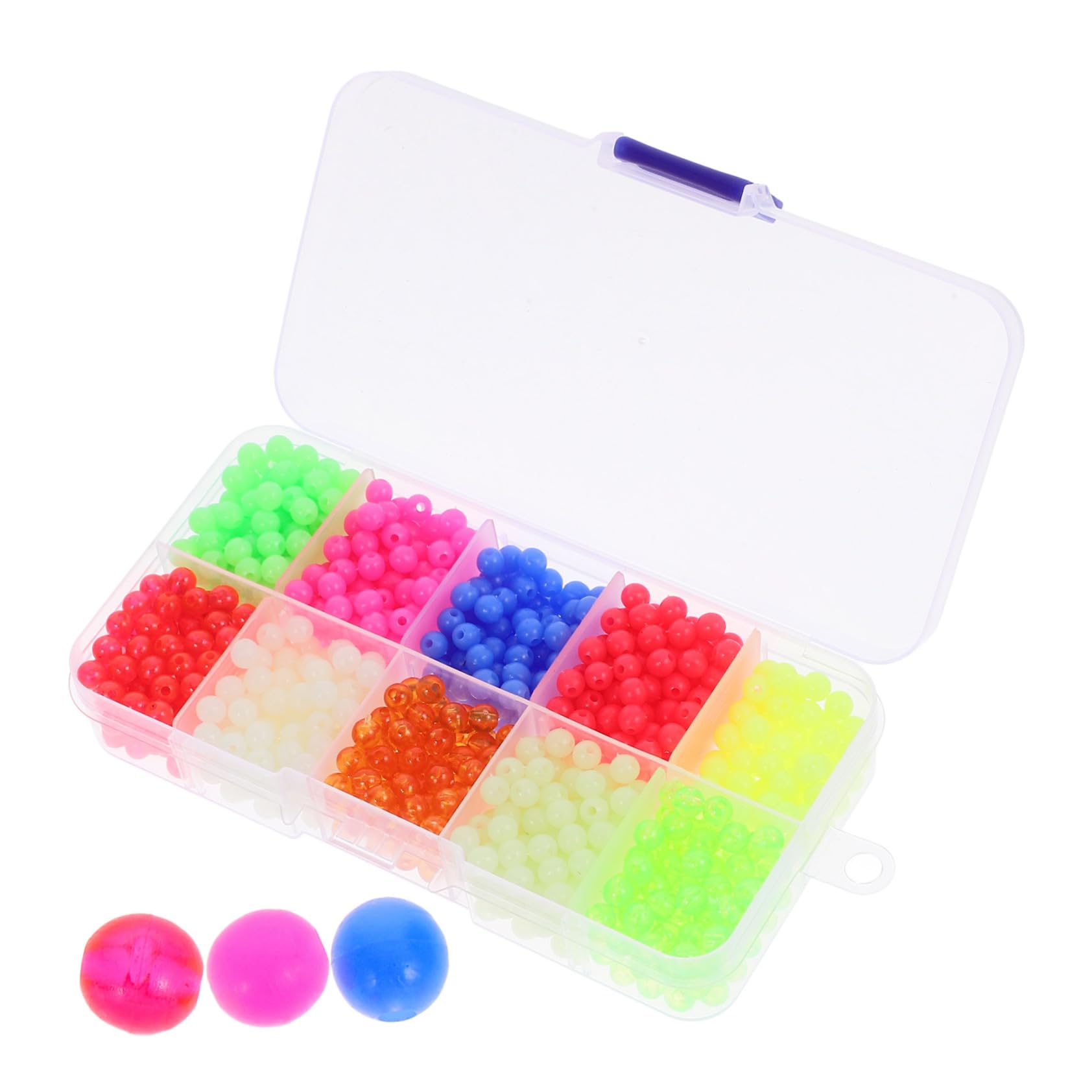 KOMBIUDA 1000Pcs Luminous Fishing Beads Night Light Fishing Accessories for Catfishing Durable Material for Lake and Sea Fishing Convenient Box Packaging for Easy Storage