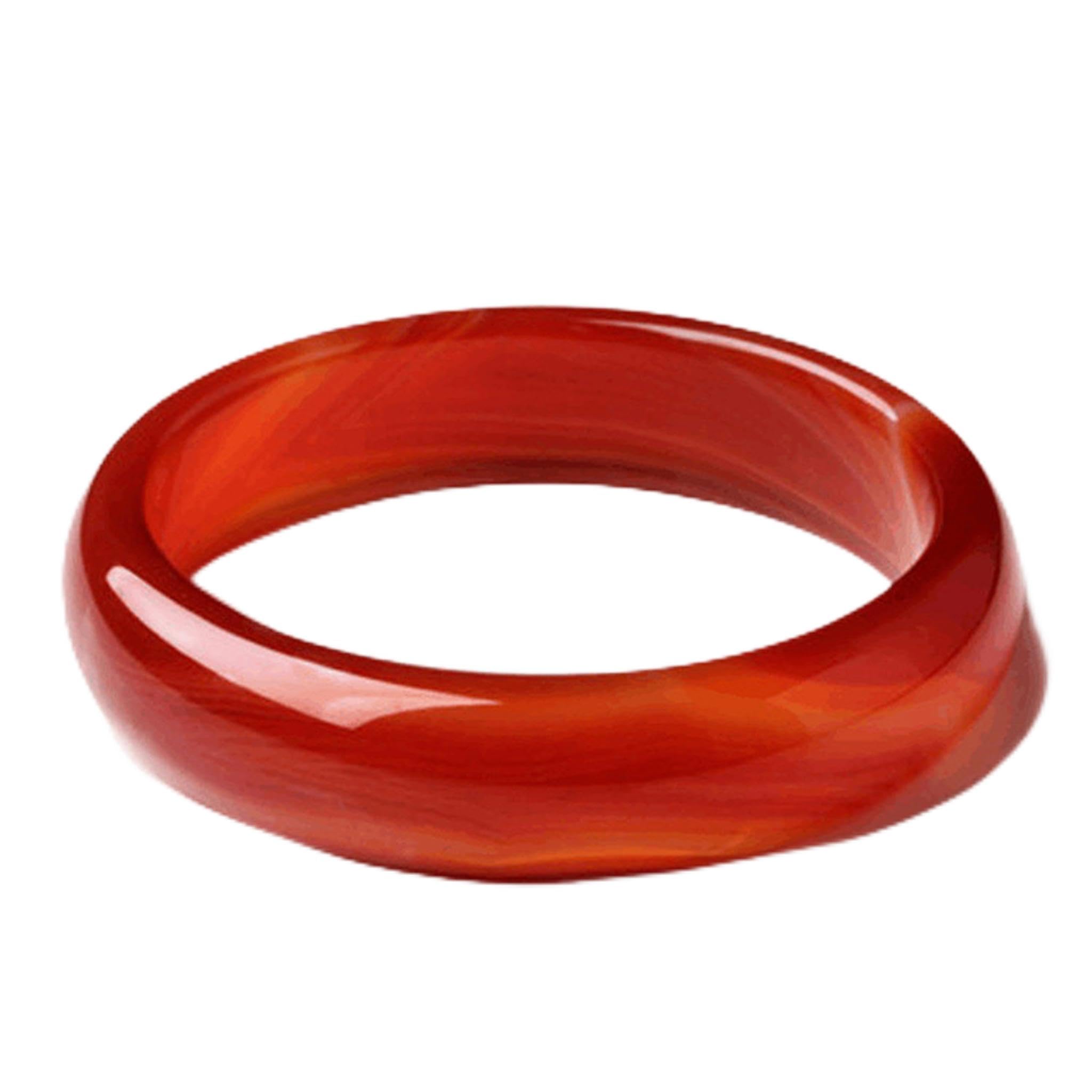 Bracelet agate rouge femme cristal calcédoine authentique jonc jade glacé 58-60mm