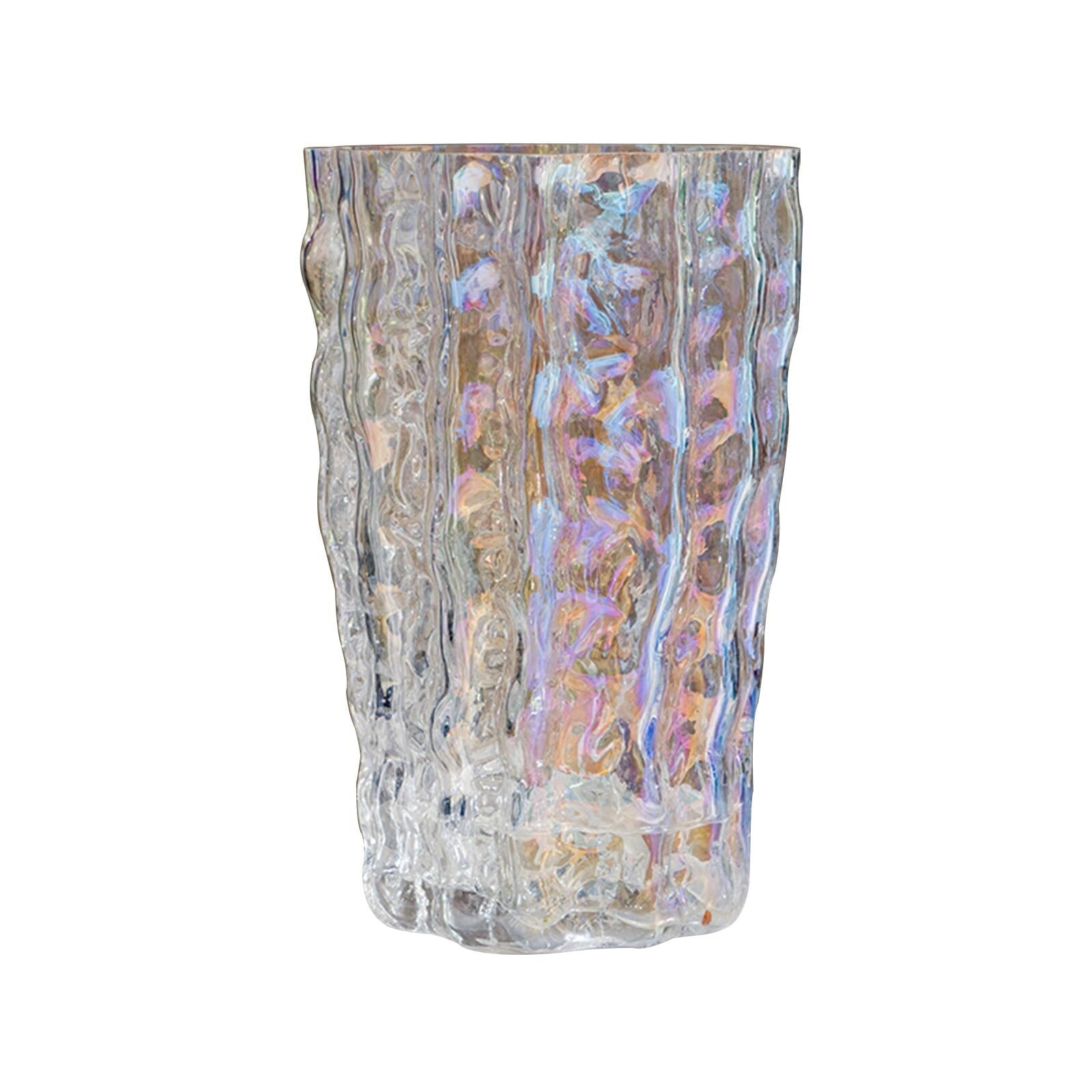 Modern Farmhouse Decor Creative Transparent Glass Decorative for Tulips Lilies and Violets Gifts for Couples(A,15 * 23CM)