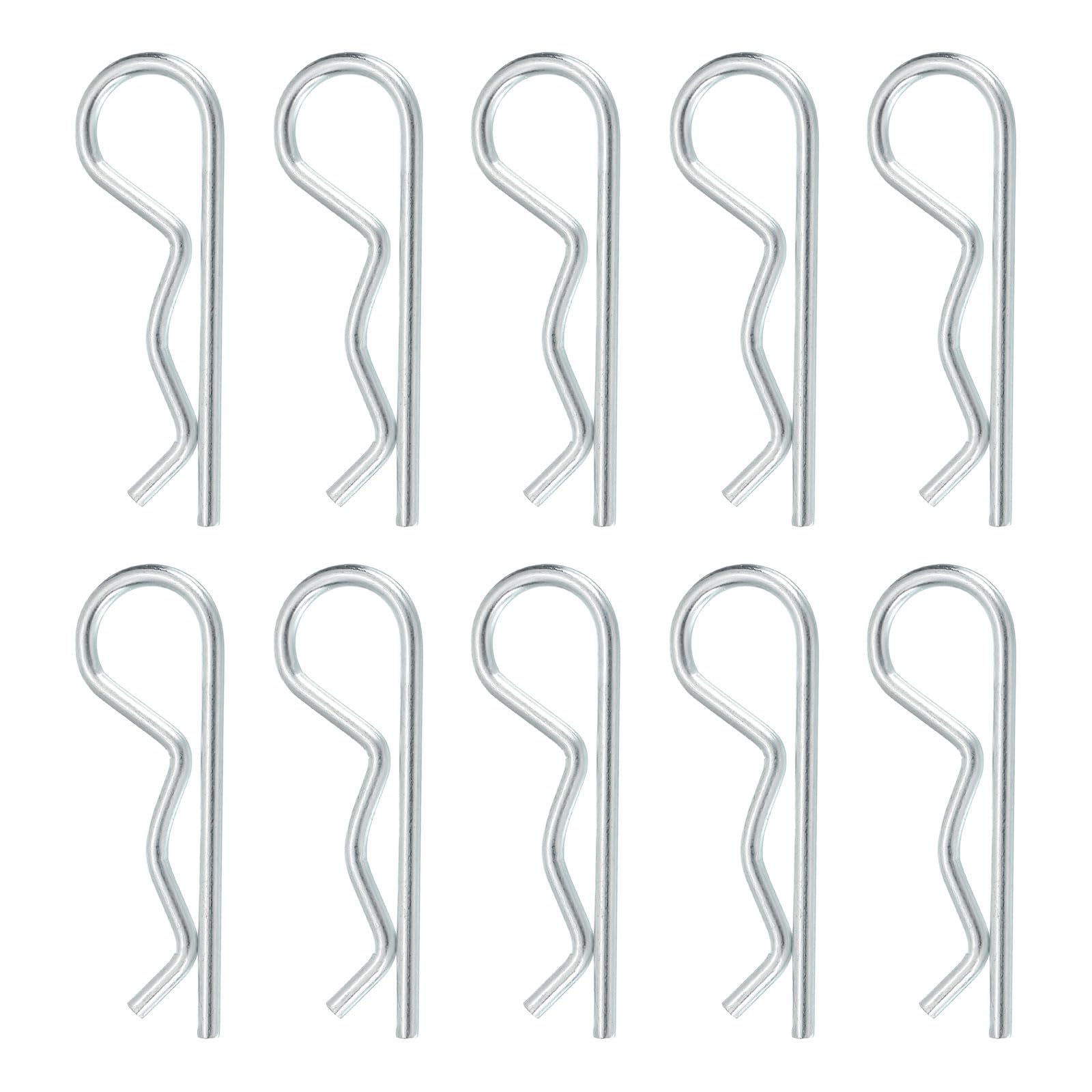 QUARKZMAN 10 Pcs Fermapin Clip, 2mm x 40mm R Clip Acciaio Al Carbonio Fermagli Filo Fermapin Kit Assortimento Clip per Rimorchio Trattori Tagliaerba Carrelli Camion Fermapin, Argento
