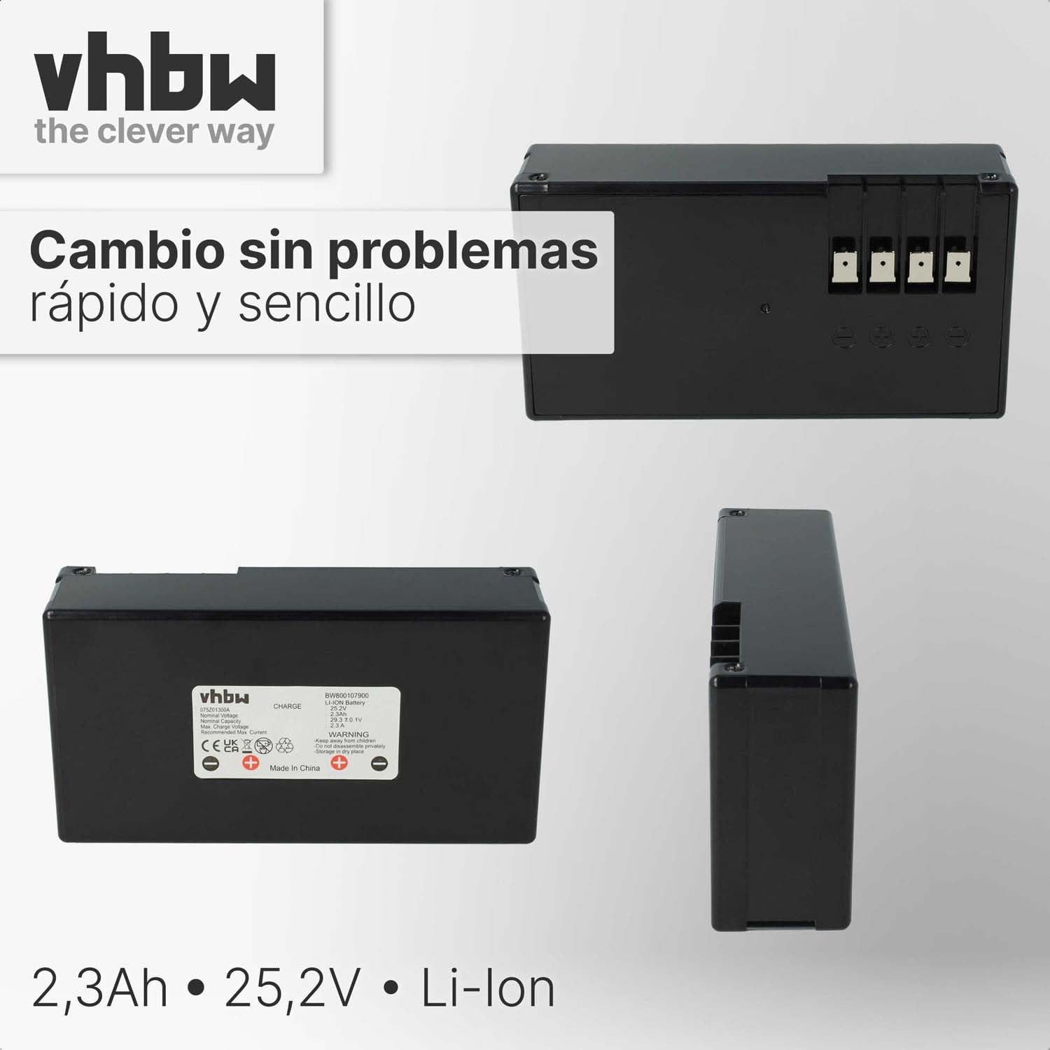 vhbw Batería Recargable reemplaza Zucchetti 075Z01300A | para robot cortacésped (2300 mAh, 25,2 V, Li-Ion)