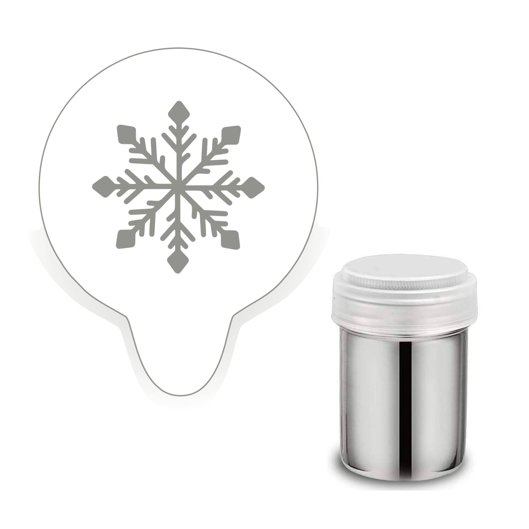 Snowflake Stencil. Acrylic Reusable Coffee Cappuccino Cocktail Cupcake Cake Art Stencil (Stencil & Shaker Set) โ image 1