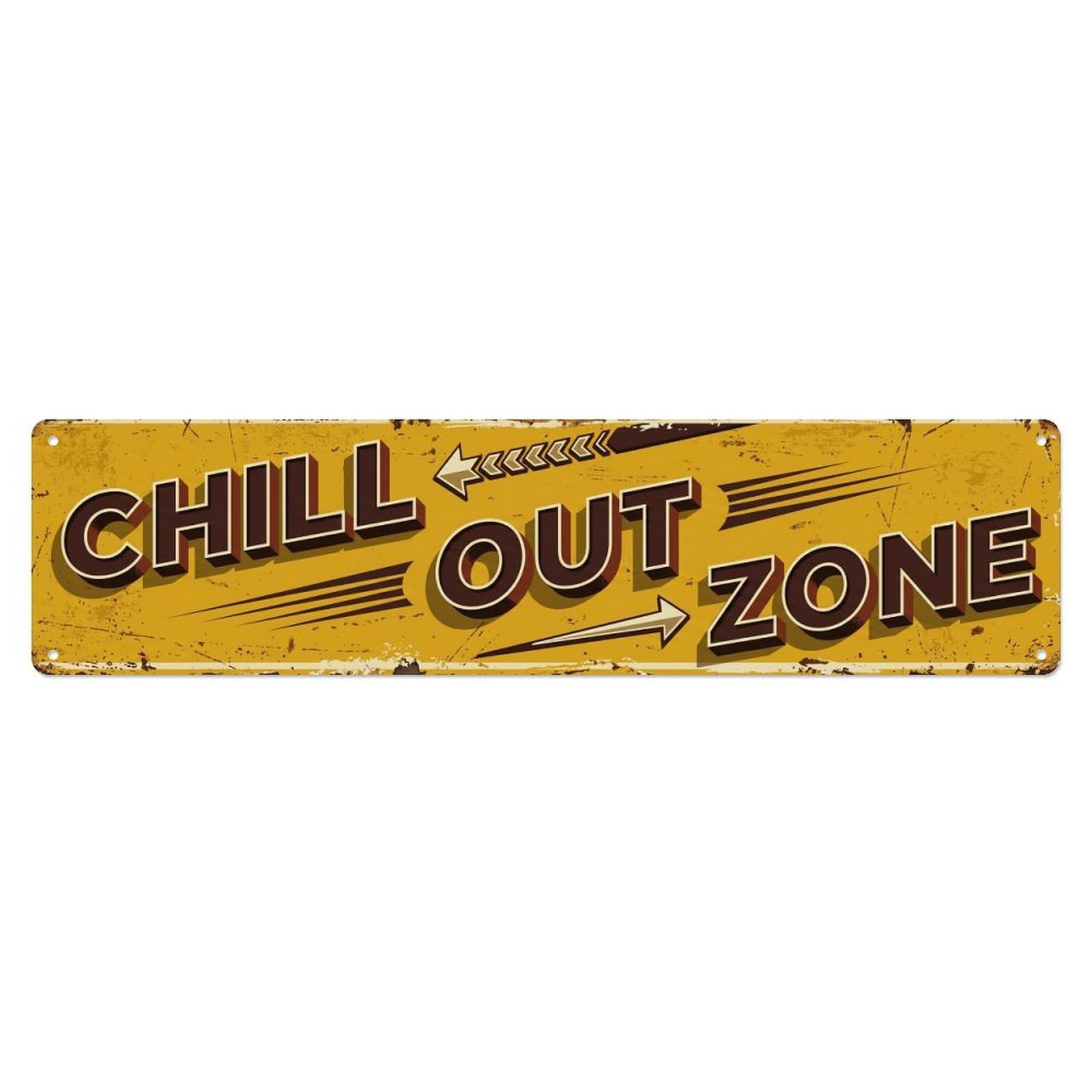 Chill Out Zone Faded Patio Vintage Metal Tin Sign Wall Decor for Cafe, Club, Garden Metal Poster 4x16Inch